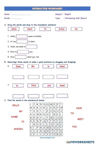 LKPD Interaktif Bahasa Inggris tentang Introducing Self (Basic)