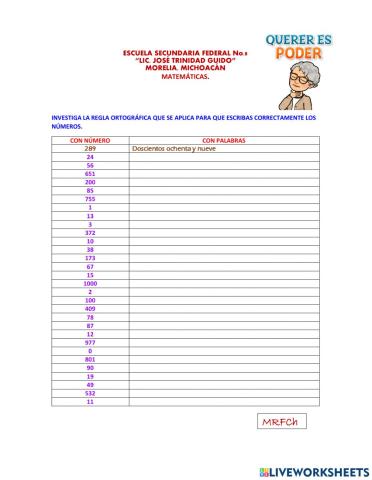 Ortografía de números