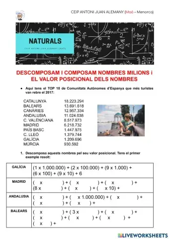Composició, descomposició milions + valora relatiu