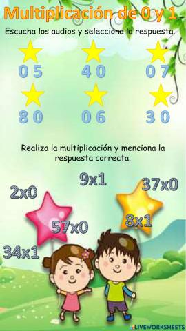 Multiplicación del 0 y 1