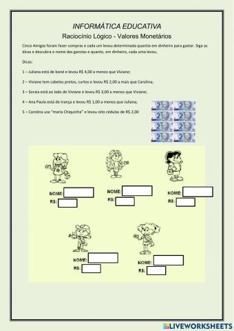 Raciocínio Lógico - Valores Monetários