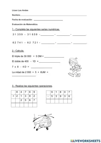 Evaluación de matemática