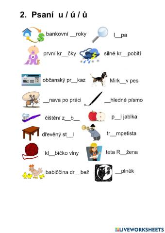 Psaní u-ú-ů 2