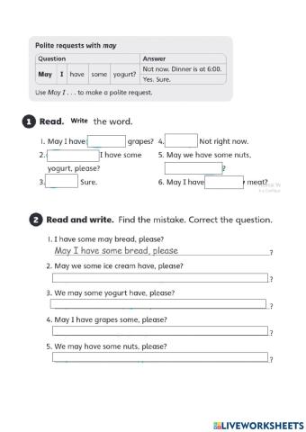 May I...? Worksheet 2