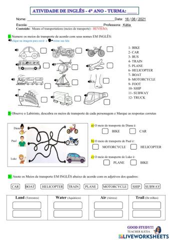 4° ano - INGLÊS - 16-08-21