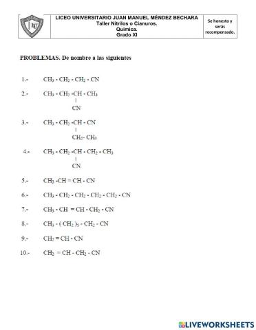 Taller nitrilos o cianuros