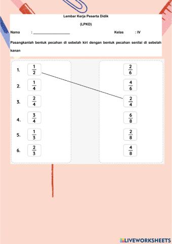 Memasangkan pecahan senilai