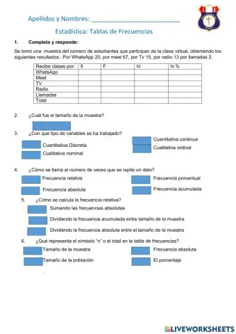 Tabla de frecuencias