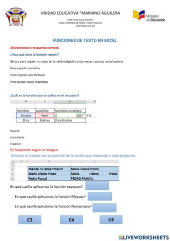 Funciones de texto en EXCEL