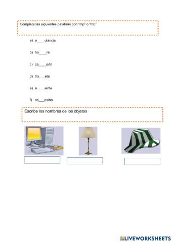Palabras con -mb, mp-