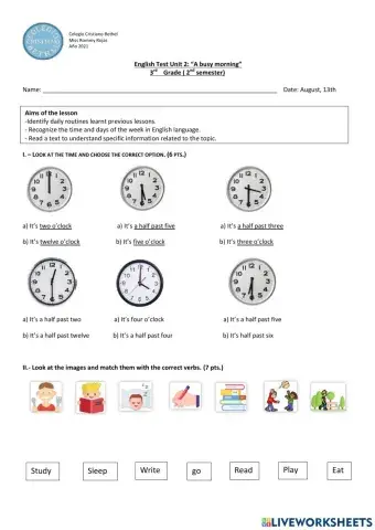 English test 3th grade