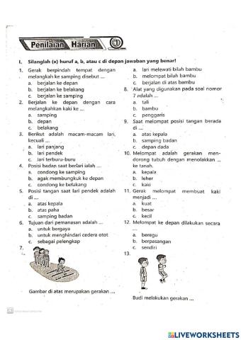 Penilaian Harian 1 PJOK Kelas 2