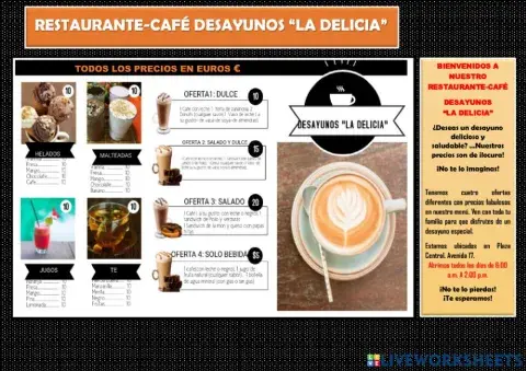 Ejemplo menu de restaurante