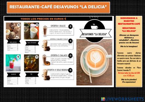 Ejemplo menu de restaurante