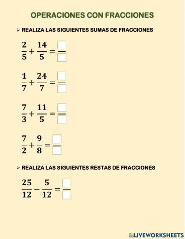 Operaciones con fracciones