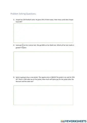 Problem Solving on Percentages