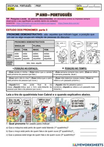 7 ANO  PORTUGUÊS AGOSTO  parte 3