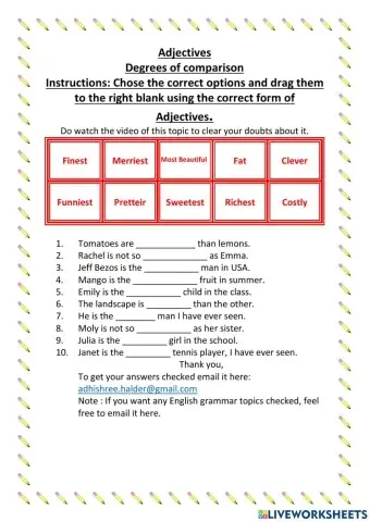 Adjective degree of comparison