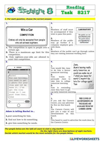 Spotlight 8 Task 8217