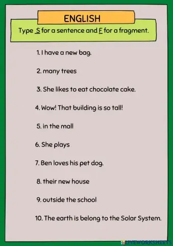 Sentence and fragment