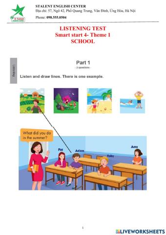 Listening Test ISS4- Theme 1- school