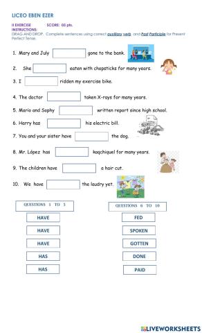 Drag and drop Present Perfect