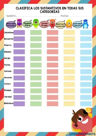 Clasificación sustantivos