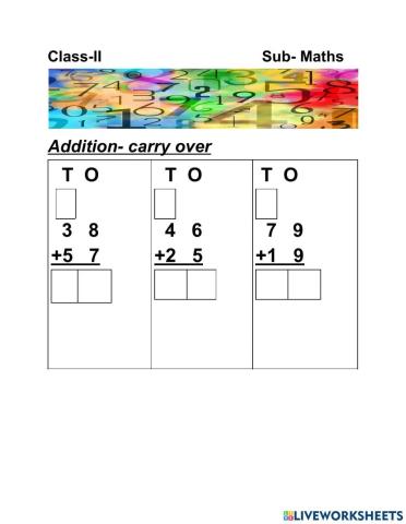 Addition carry over( 2and 3 digit)