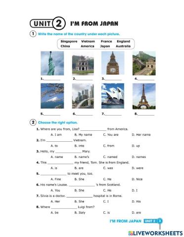 Unit 2: I'm from Japan