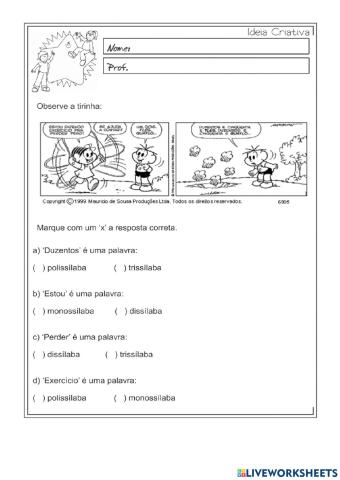 Classificação das sílabas