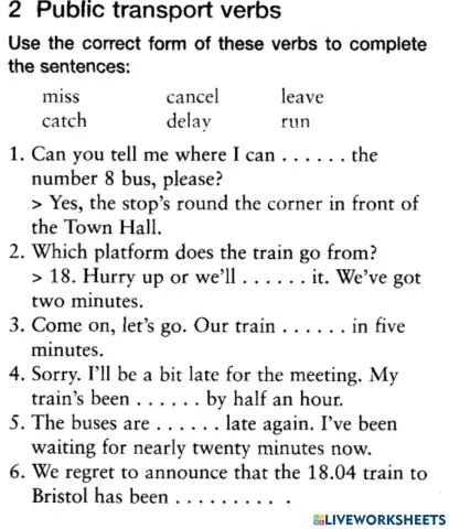 Public transport - Public transport verbs