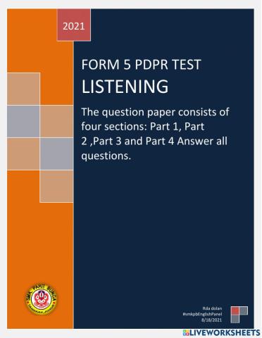 Form 5 pdpr listening test