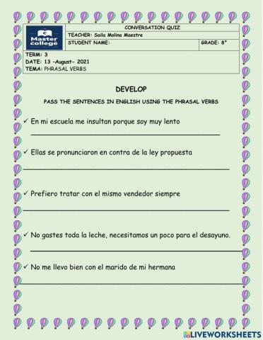 Conversation exam 8°