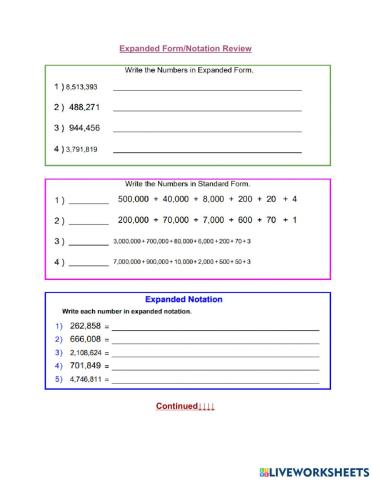 Expanded Form-Notation Review