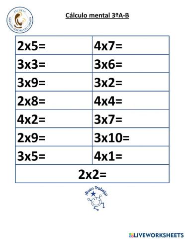 Cálculo mental 3º