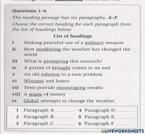 Reading 1 homework UNIT 9