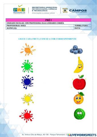 Educação Infantil - cores das frutas