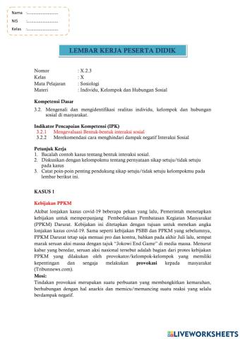 LKPD Interaktif Bentuk-bentuk Interaksi Sosial