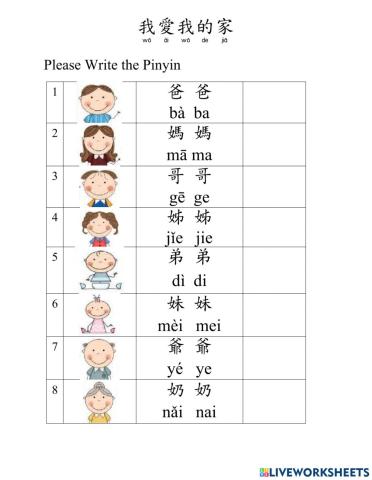Family-vocab pinyin type