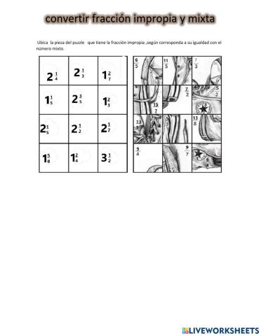 Convertir fraccion impropia y mixta