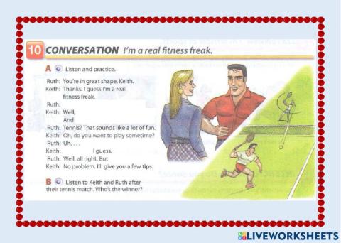 Listening exercise about sports