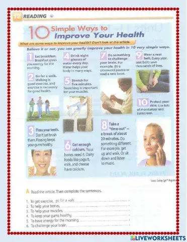 Advice to improve your health (reading)