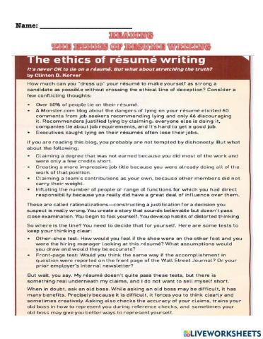 Reading:The ethics of résumé writing