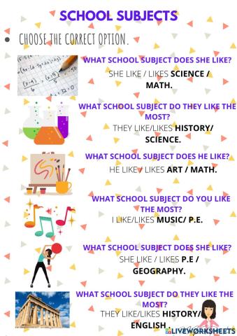 School subjects GRAMMAR