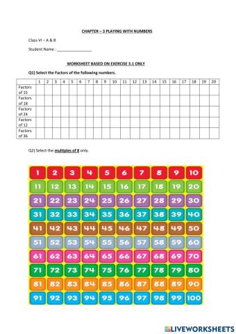 Factors and multiples