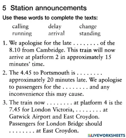 Public transport - Station announcements