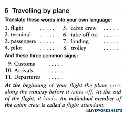 Public transport - Travelling by plane