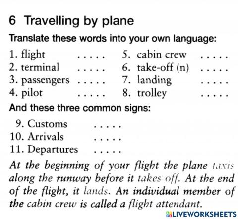 Public transport - Travelling by plane