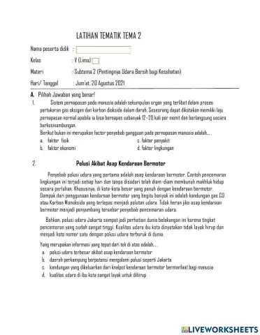 Latihan Tema 2 Subtema2