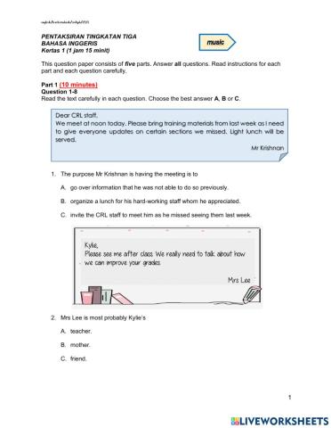 Pre-summative Paper 1 (Part 1 and 2)